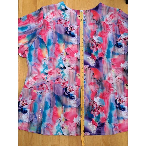 Barco One Women's 3XL Multicolor Floral Blooms Nurse Medical Scrub Top NWT - Picture 8 of 10